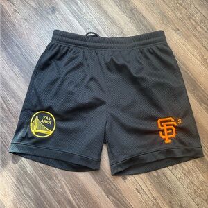Black Athletic Men Shorts warriors & giants logo